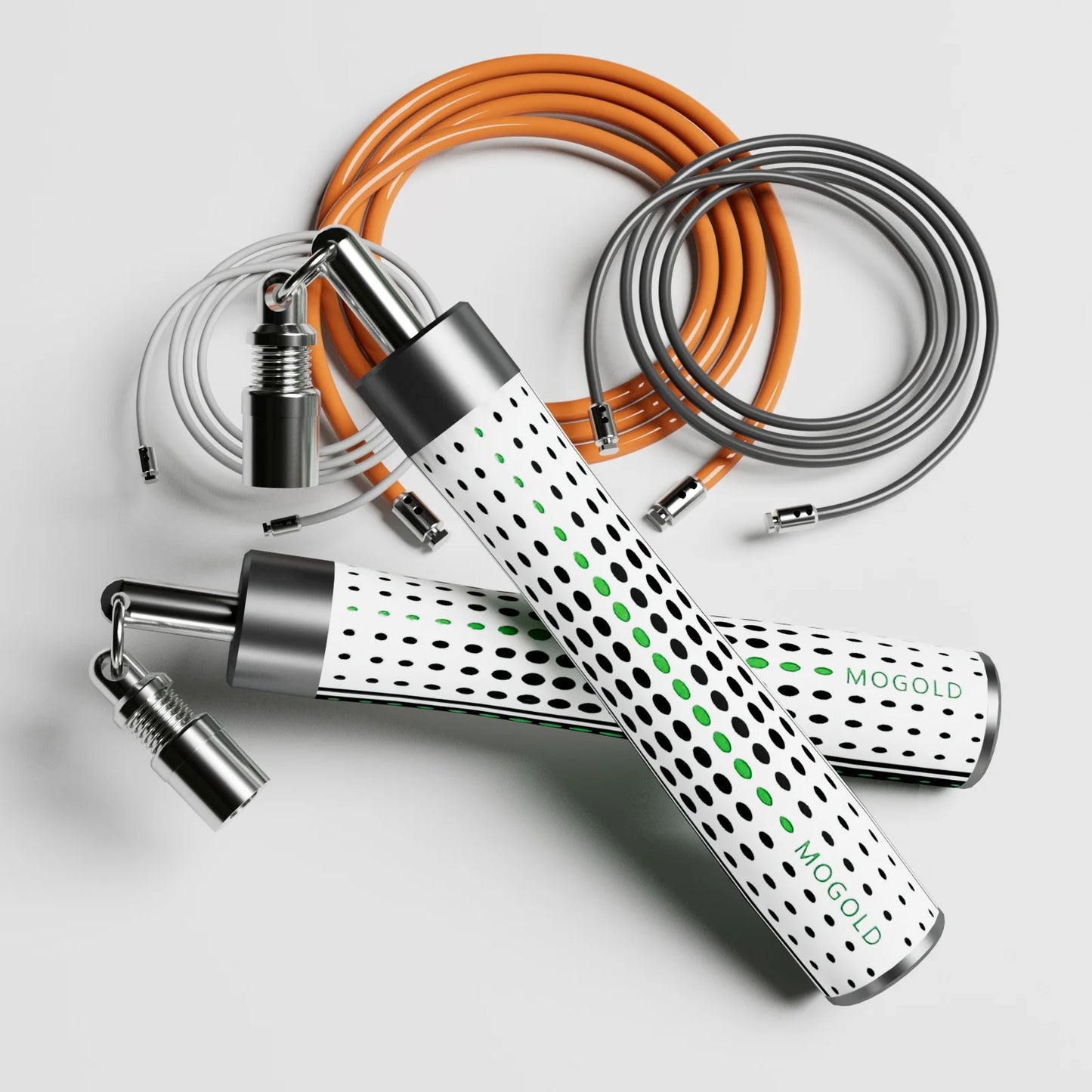 MOGOLD White Design Jump Rope Kit - 3-in-1 Adjustable Ropes for Speed, Fitness & Power Training