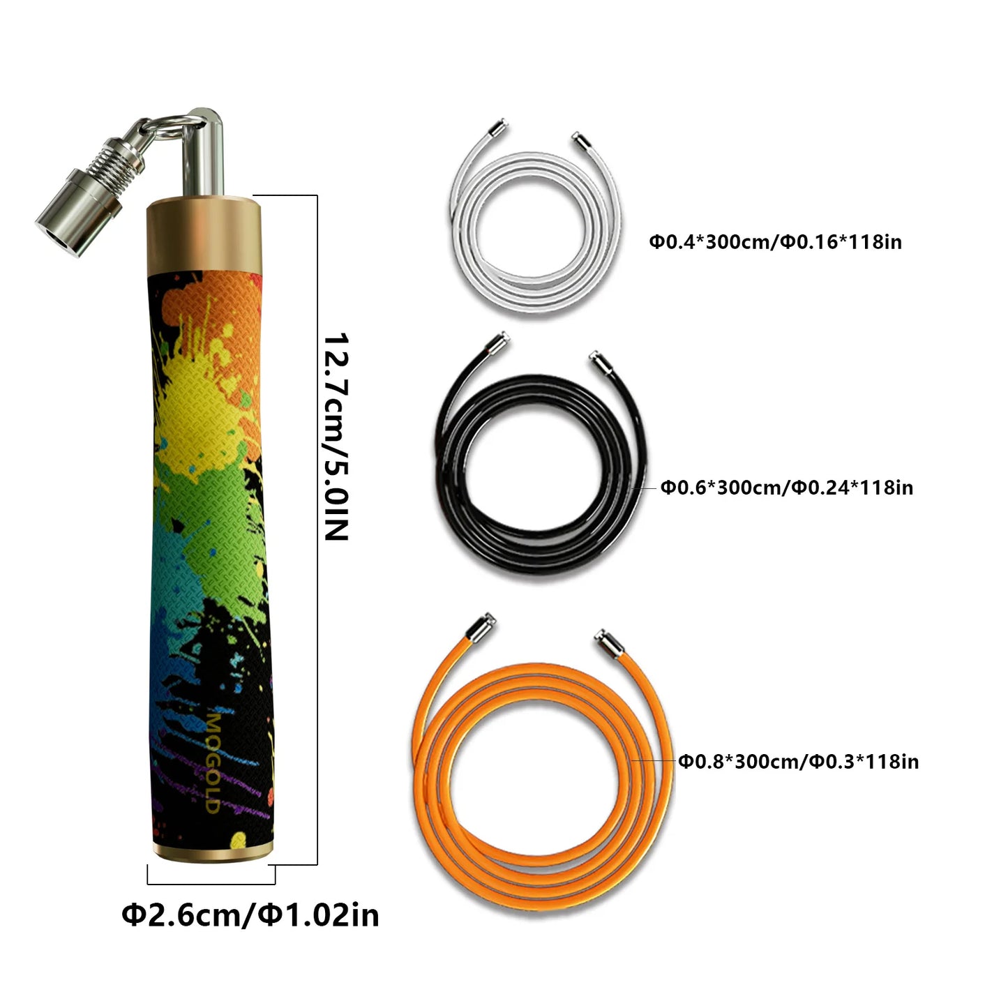 MOGOLD Graffiti Design Jump Rope Kit - 3-in-1 Adjustable Ropes for Speed, Fitness & Power Training