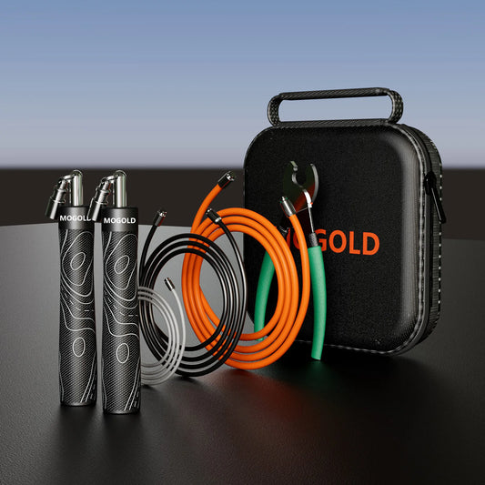 MOGOLD Black Design Jump Rope Kit - 3-in-1 Adjustable Ropes for Speed, Fitness & Power Training