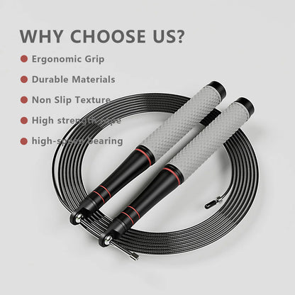 Atletic Aura Essential Speed Jump Rope | Adjustable Steel Cable for Cardio & HIIT | Red / Grey