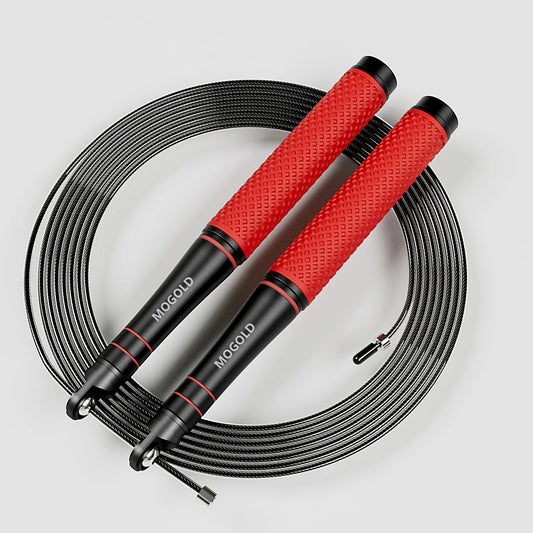 Atletic Aura Essential Speed Jump Rope | Adjustable Steel Cable for Cardio & HIIT | Red / Grey