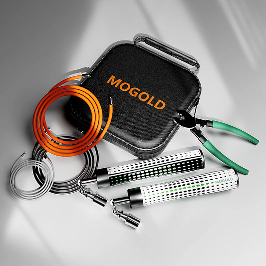 MOGOLD White Design Jump Rope Kit - 3-in-1 Adjustable Ropes for Speed, Fitness & Power Training