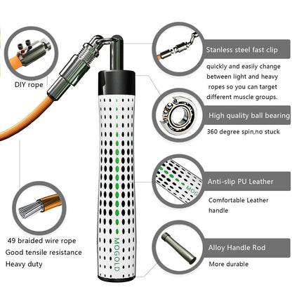 MOGOLD White Design Jump Rope Kit - 3-in-1 Adjustable Ropes for Speed, Fitness & Power Training