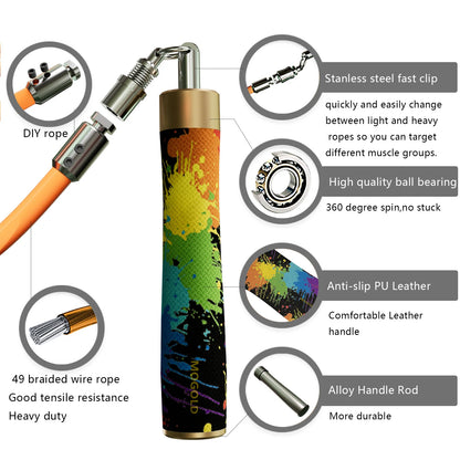 MOGOLD Graffiti Design Jump Rope Kit - 3-in-1 Adjustable Ropes for Speed, Fitness & Power Training