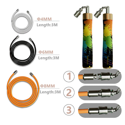 MOGOLD Graffiti Design Jump Rope Kit - 3-in-1 Adjustable Ropes for Speed, Fitness & Power Training