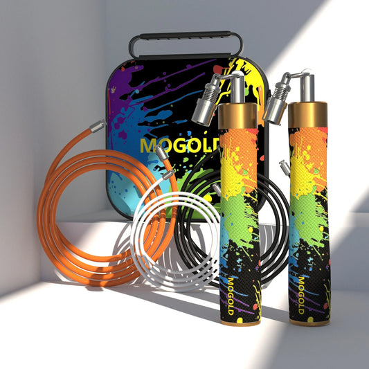 MOGOLD Graffiti Design Jump Rope Kit - 3-in-1 Adjustable Ropes for Speed, Fitness & Power Training